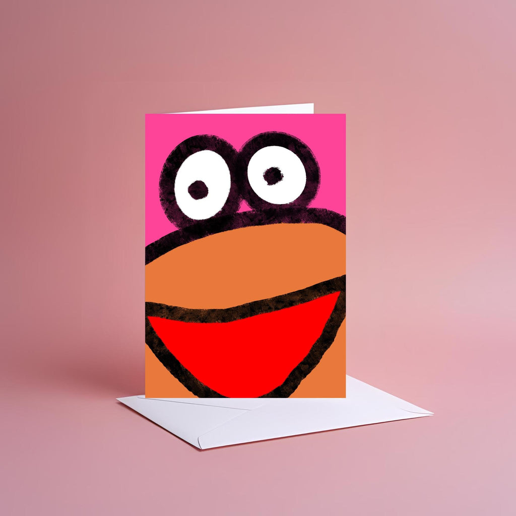 A6 Colourful 90s happy card, inspired by fraggle rock