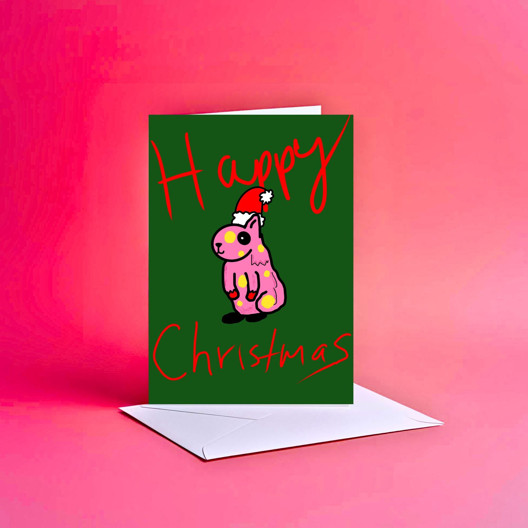 A6 Happy Capybara Christmas Card Green